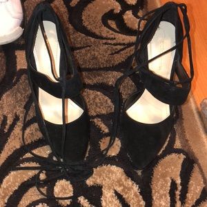 Black lace up heels 5.5